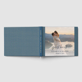 Goud & Blauw Stippen Personaliseerbare trouw Gastenboek
