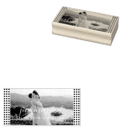 Goud & Blauw Stippen Personaliseerbare trouw Rubberstempel