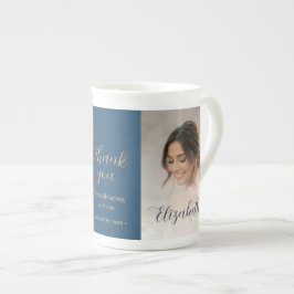 Goud & Blauw Stippen Personaliseerbare trouwdag Porselein Kop