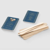 Goud & Blauw Stippen Persoonlijke bruiloft Handwaaier (Niet-gemonteerd)