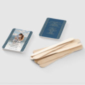 Goud & Blauw Stippen Persoonlijke bruiloft Handwaaier (Niet-gemonteerd)