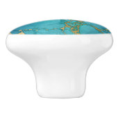 Goud Blauw Turquoise Metallic Marmer Trendy Keramische Knop (Zijkant)