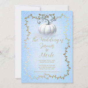 Goud Blauw Verhaalboek Witte Pompoen Trouwdag Kaart
