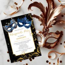 Goud Blauw Verjaardag Masquerade Party