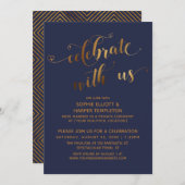 Goud Blauw Vier het met ons nafeest Huwelijksevent Kaart (Voorkant / Achterkant)