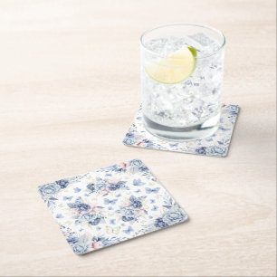 Goud & Blauw Vlinders Jongen Baby shower Kartonnen Onderzetters