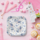 Goud & Blauw Vlinders Jongen Baby shower Papieren Bordje (Feest)