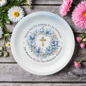 Goud & Blauw Waterverf Bloemen Jongen Doop Papieren Bordje