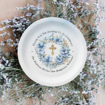 Goud & Blauw Waterverf Bloemen Jongen Doop