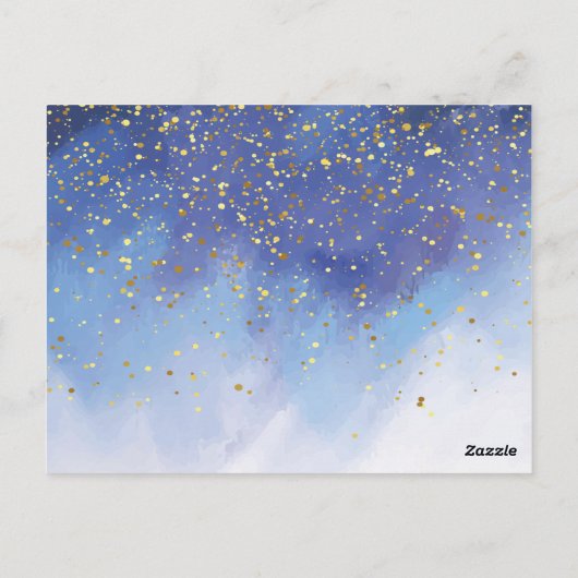 Goud & Blauw Waterverf doopfoto Dank u Briefkaart (Achterkant)