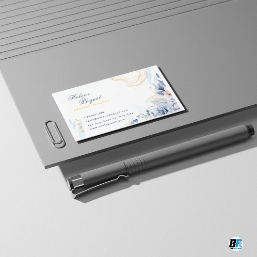 Goud & Blauw Wedding Planner Visitekaartje