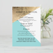 Goud Blauw Wit Geo Driehoeken Trouwmenu Menu (Staand voorkant)