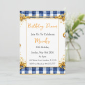 Goud Blauw Wit Gingham Luxe Modern Trend Chic Kaart (Staand voorkant)