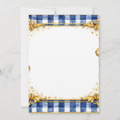 Goud Blauw Wit Gingham Luxe Modern Trend Chic Kaart (Achterkant)