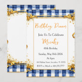 Goud Blauw Wit Gingham Luxe Modern Trend Chic Kaart (Voorkant / Achterkant)