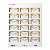 Goud Blauw Wit Gingham Luxe Retouradres Etiket (Full Sheet)