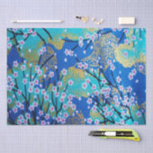 Goud Blauw Wit Japans Kimono Bloemen Decoupage Tissuepapier (Craft)