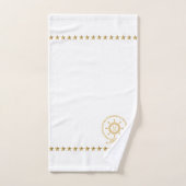 Goud Blauw Wit Nautische Boot Wiel Knoop Monogram Bad Handdoek (Handdoek)