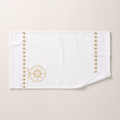 Goud Blauw Wit Nautische Boot Wiel Knoop Monogram Bad Handdoek (Handdoek)