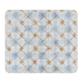 Goud Blauw Wit Strepen Snijplank (Voorkant)