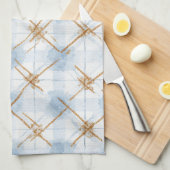 Goud Blauw Wit Strepen Theedoek (Quarter Fold)