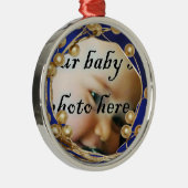 Goud Blauw Zilver Foto Lijst Kerst Ornament (Rechts)