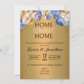 Goud Blauw Zilver Glitter Housewarming Party Kaart (Voorkant)