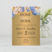 Goud Blauw Zilver Glitter Housewarming Party Kaart (Staand voorkant)