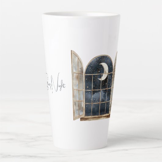 Goud Blauw Zilveren Sterren Latte Mok (Voorkant)
