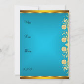 Goud Blauwachtige kleur Feest Uitnodiging (Achterkant)