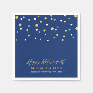 Goud & Blauwe Confetti Geluksfeest Verjaardag Pens Servet