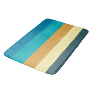 Goud. blauwe en turquoise strepen badmat