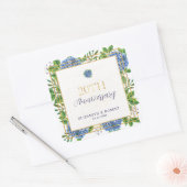 Goud Blauwe Hortensia 20e Huwelijksjubileum Feestj Vierkante Sticker (Envelop)