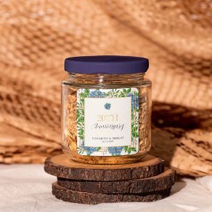 Goud Blauwe Hortensia 20e Huwelijksjubileum Feestj Vierkante Sticker