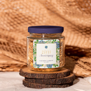 Goud Blauwe Hortensia 25e Huwelijksjubileum Feest Vierkante Sticker