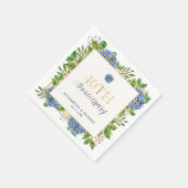 Goud Blauwe Hortensia 40ste Huwelijksverjaardag Servet (Hoek)