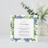 Goud Blauwe Hortensia 50ste Trouwdag Jubileum Kaart (Staand voorkant)