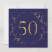 Goud Blauwe Hortensia 50ste Trouwdag Jubileum Kaart (Achterkant)