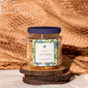 Goud Blauwe Hortensia 75ste Huwelijksjubileum Fees Vierkante Sticker
