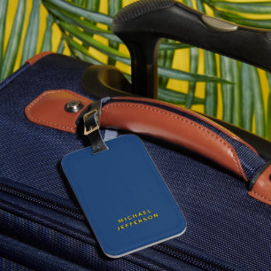 Goud & Blauwe Kleur Minimalistische Vlakke Moderne Bagagelabel