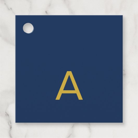 Goud & Blauwe Kleur Monogram Professionele Initiaa Bedankjes Labels (Voorkant)