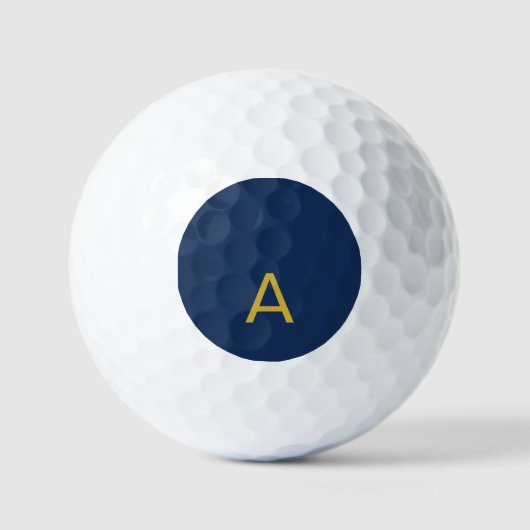 Goud & Blauwe Kleur Monogram Professionele Initiaa Golfballen (Voorkant)