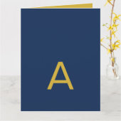 Goud & Blauwe Kleur Monogram Professionele Initiaa Kaart (Gele Bloem)