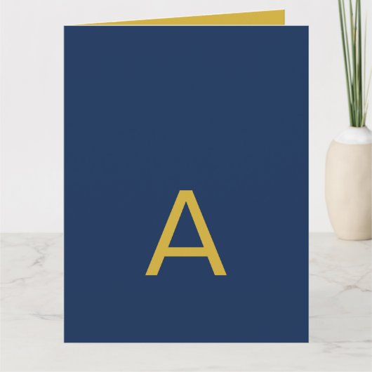 Goud & Blauwe Kleur Monogram Professionele Initiaa Kaart (Voorkant)
