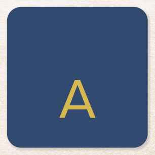 Goud & Blauwe Kleur Monogram Professionele Initiaa Kartonnen Onderzetters