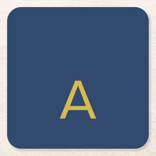 Goud & Blauwe Kleur Monogram Professionele Initiaa Kartonnen Onderzetters (Voorkant)