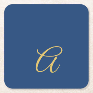 Goud & Blauwe Kleur Monogram Professionele Initiaa Kartonnen Onderzetters