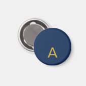 Goud & Blauwe Kleur Monogram Professionele Initiaa Magneet (Voorkant / Achterkant)