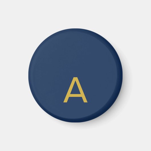 Goud & Blauwe Kleur Monogram Professionele Initiaa Magneet (Voorkant)