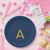 Goud & Blauwe Kleur Monogram Professionele Initiaa Papieren Bordje (Feest)